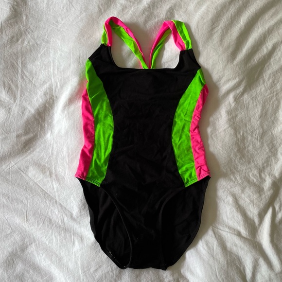 Vintage Swim Vintage 9s Tahiti Neon Stripe Sporty One Piece